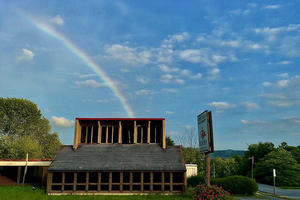 rainbow behind studio